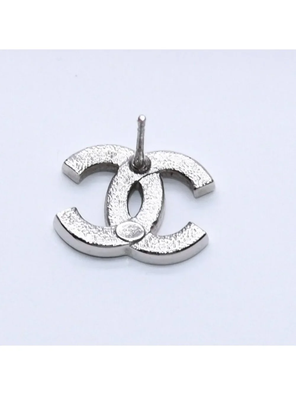 Chanel CC Logo Single Earrings 24 Rhinestone Silver Black Clear